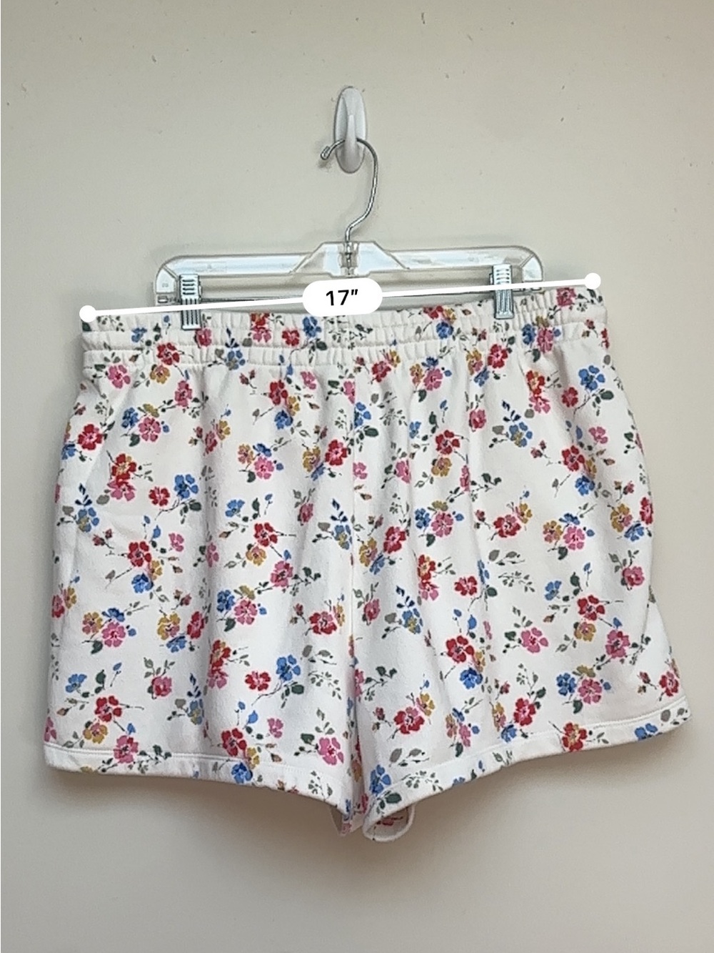 GAP Heritage Floral Logo Sweat Shorts White Multicolor Drawstring Fleece XL - Picture 12 of 12